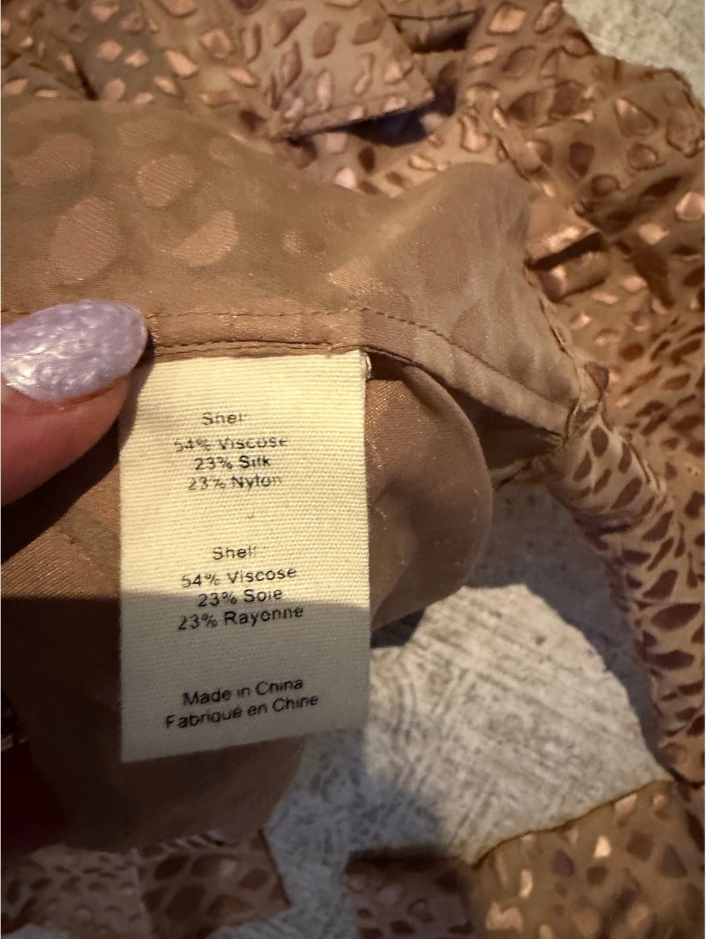 NWOT L’Agence Silk Blend Cheetah Leopard Button Down Beige Mauve XS - Picture 5 of 5